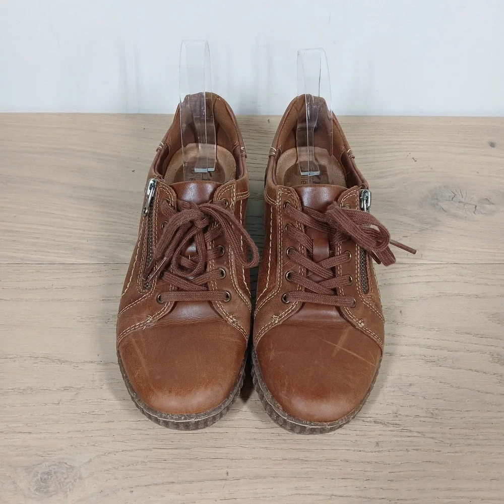 Clarks Collection Sneakers Womens 7 Brown Leather Platform Creeper Comfort Retro